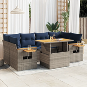Set Divani da Giardino 7 pz con Cuscini Grigio in Polyrattan 3327568