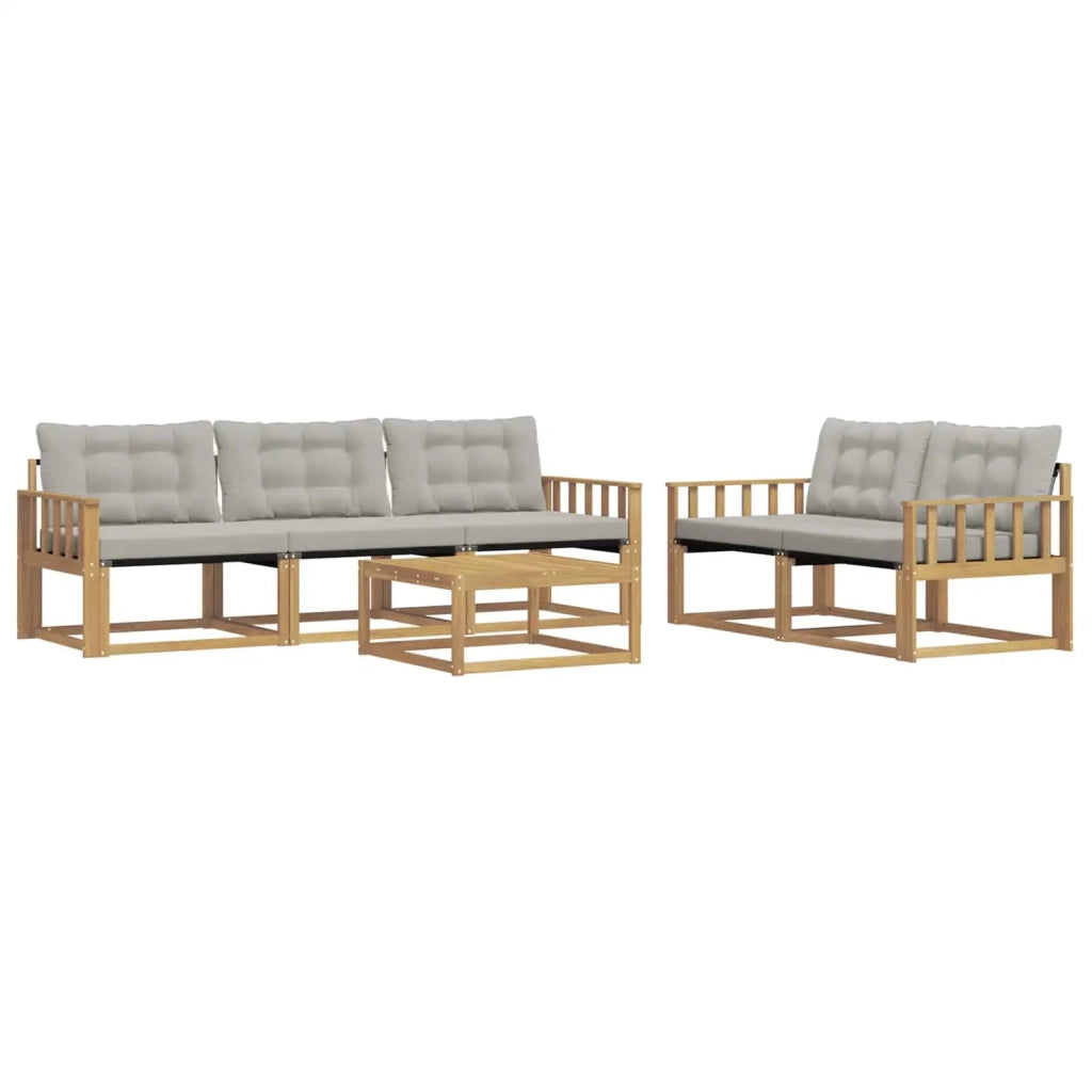 Set di divani da esterno 6 pz Bianco e Grigio Chiaro 3388417