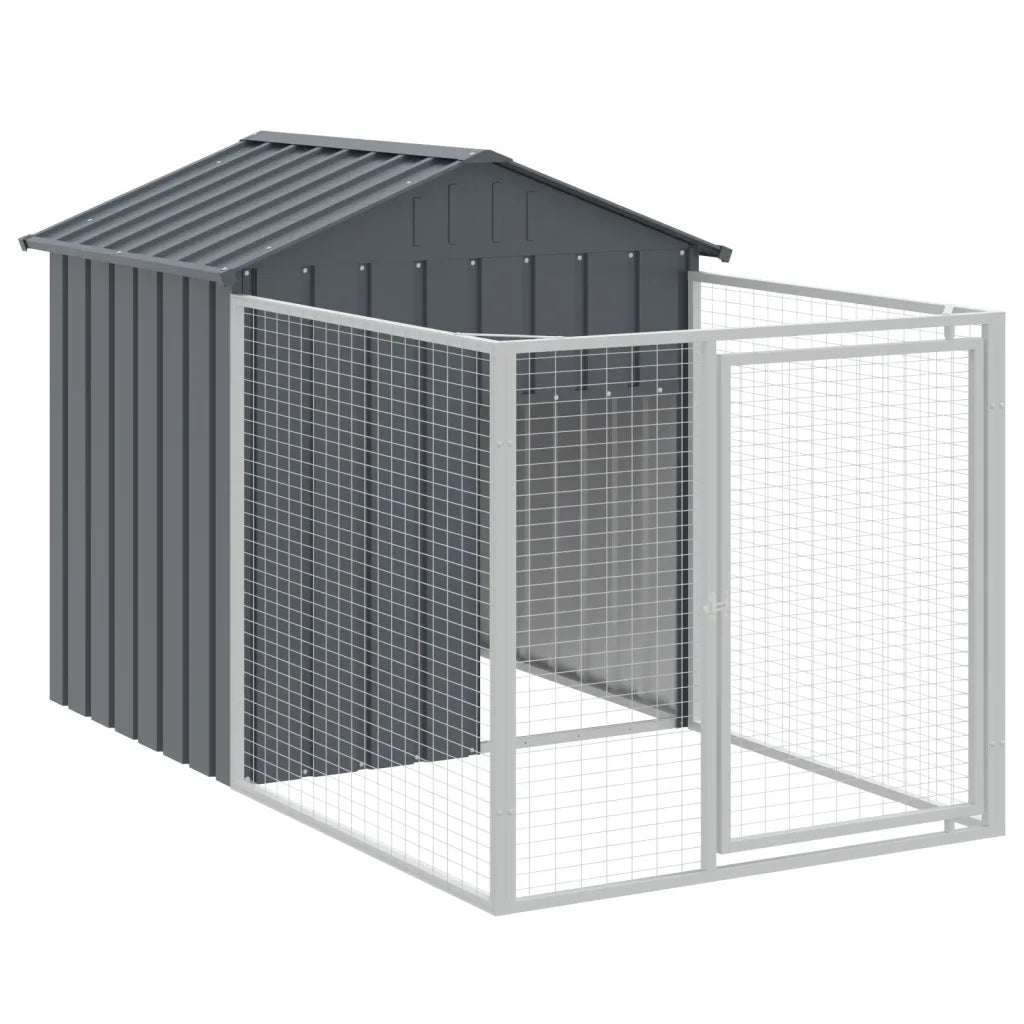 Casetta Cani con Tetto Antracite 117x1017x123cm Acciaio Zincato 3189062
