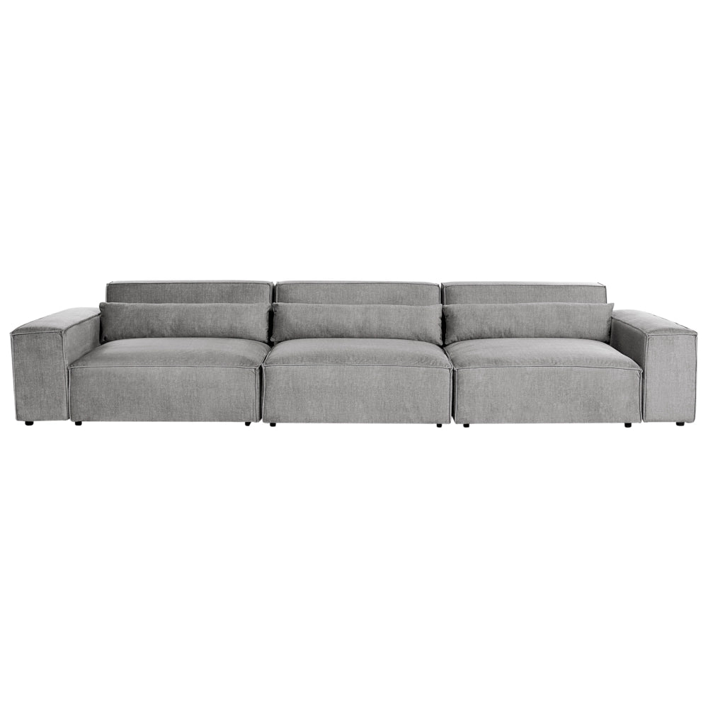 Divano componibile a 3 posti Divano componibile in tessuto grigio con gambe nere Soggiorno moderno