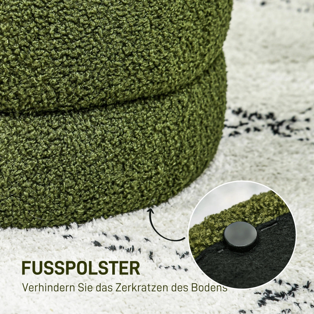 Pouf rotondo ¨C zephmum ¨C verde, in tessuto peluche, 40x45 cm