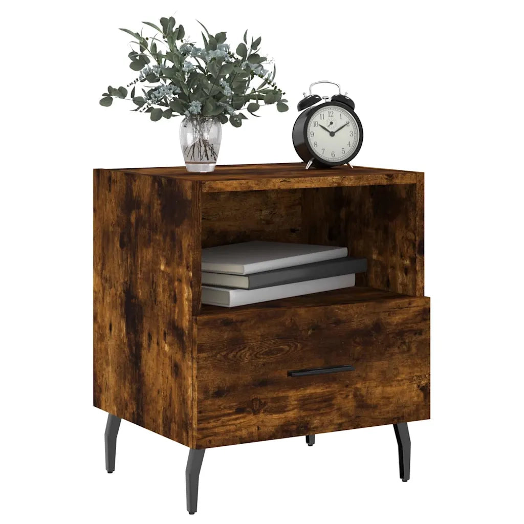 Comodini 2 pz Rovere Fumo 40x35x47,5 cm in Legno Multistrato 827479