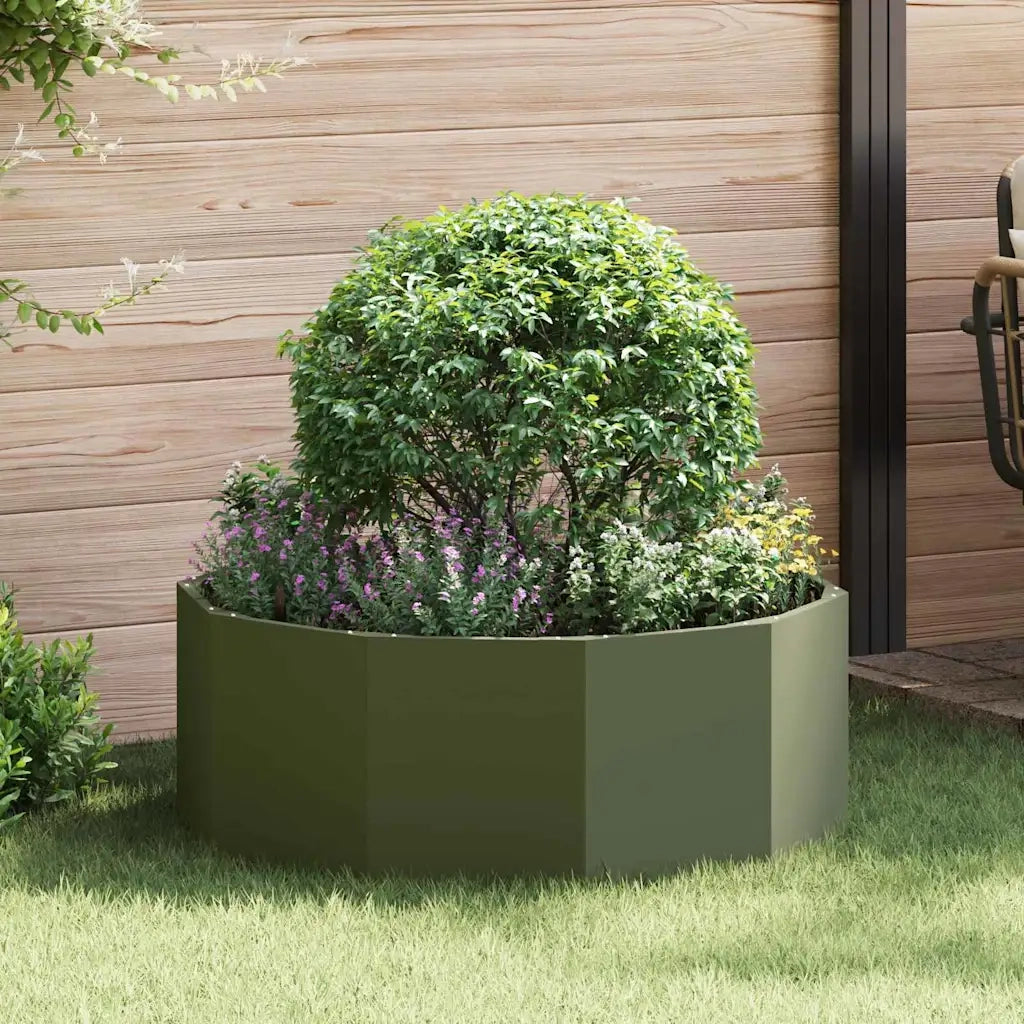 Fioriera-Vaso-Contenitore per Piante Verde oliva 90 x 90 x 35 cm Acciaio
