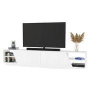 Mobile porta TV Apat, Credenza da soggiorno, Armadio basso per TV, Base parete attrezzata, 240x37h47 cm, Bianco