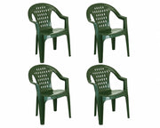 Tressi Set 4 Poltrone Polipropilene 57 x 61,5 x 79 cm Impilabili con Braccioli Verde