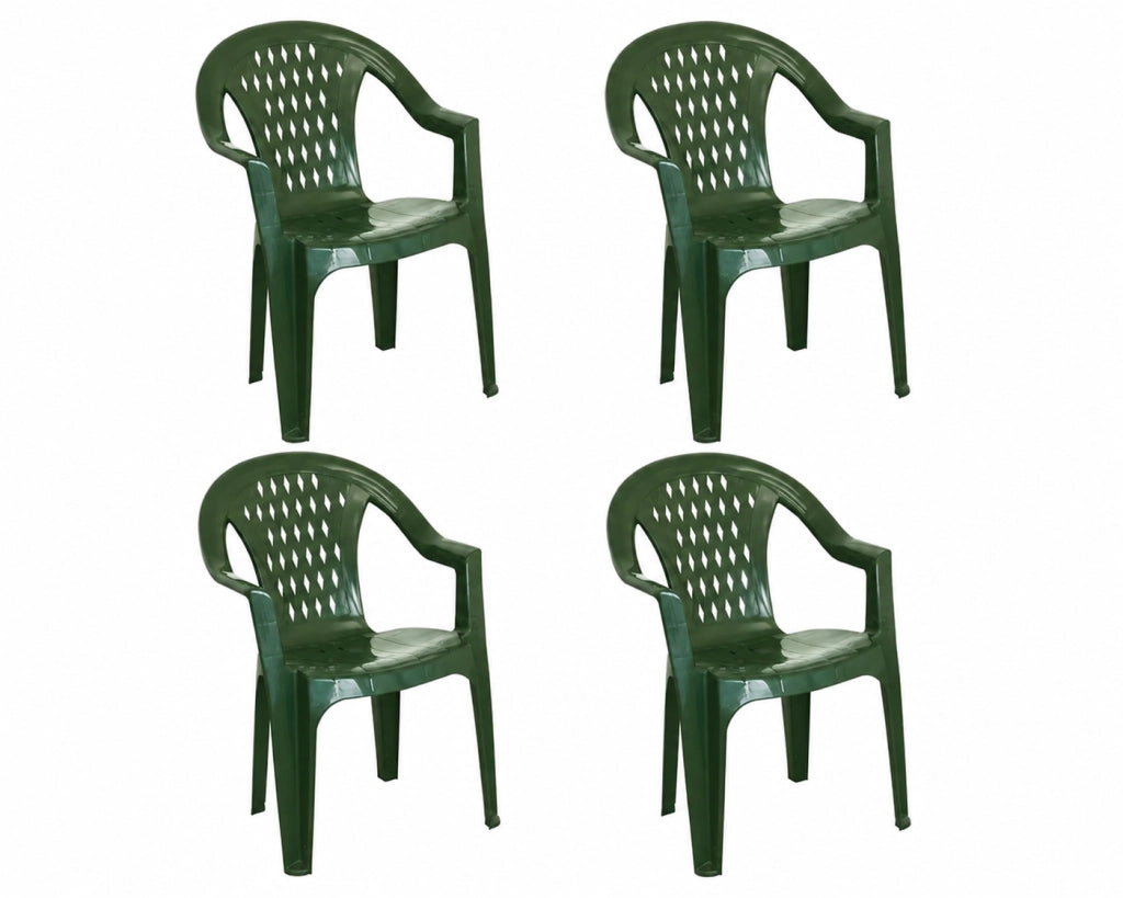 Tressi Set 4 Poltrone Polipropilene 57 x 61,5 x 79 cm Impilabili con Braccioli Verde