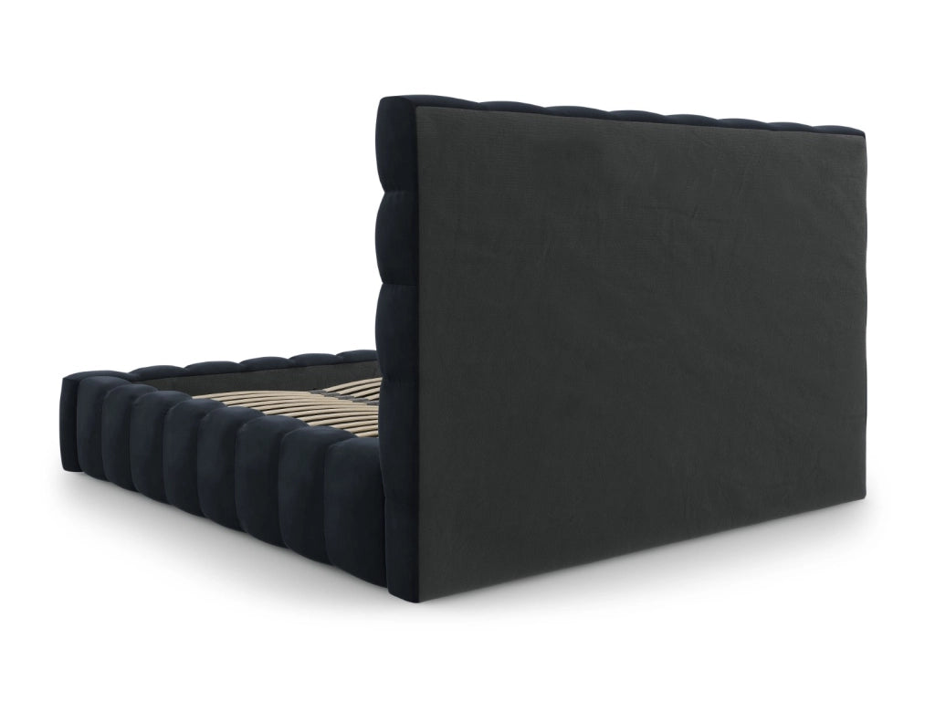 Cosmopolitan Design - Letto a cassettone con testiera "Bali" 180x200cm in velluto blu scuro 