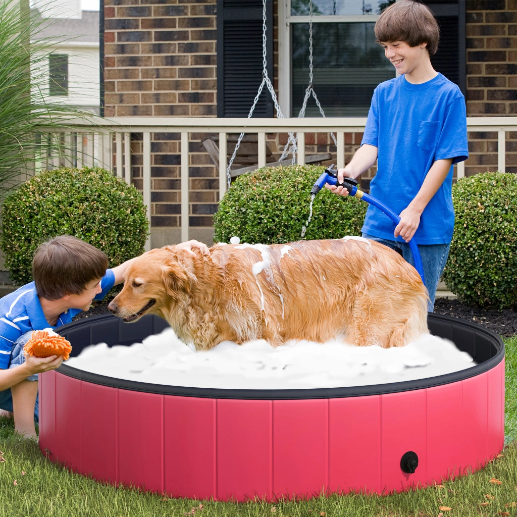 Vasca Pieghevole per Cani Gatti ¨C Zephmum ¨C ?140x30 cm PVC Antiscivolo Rosso
