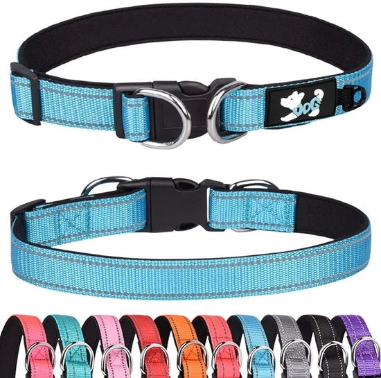 Collare per cani in neoprene - Reflettente - Adattabile - Peso 31-60 cm - per cani di piccola, media e grande taglia