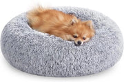 Cuscino per cani - Cuscino per cani morbido a forma di donut con piumino soffice lavabile - grigio - 60 cm di diametro