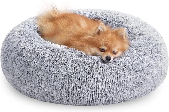 Cuscino per cani - Cuscino per cani morbido a forma di donut con piumino soffice lavabile - grigio - 60 cm di diametro