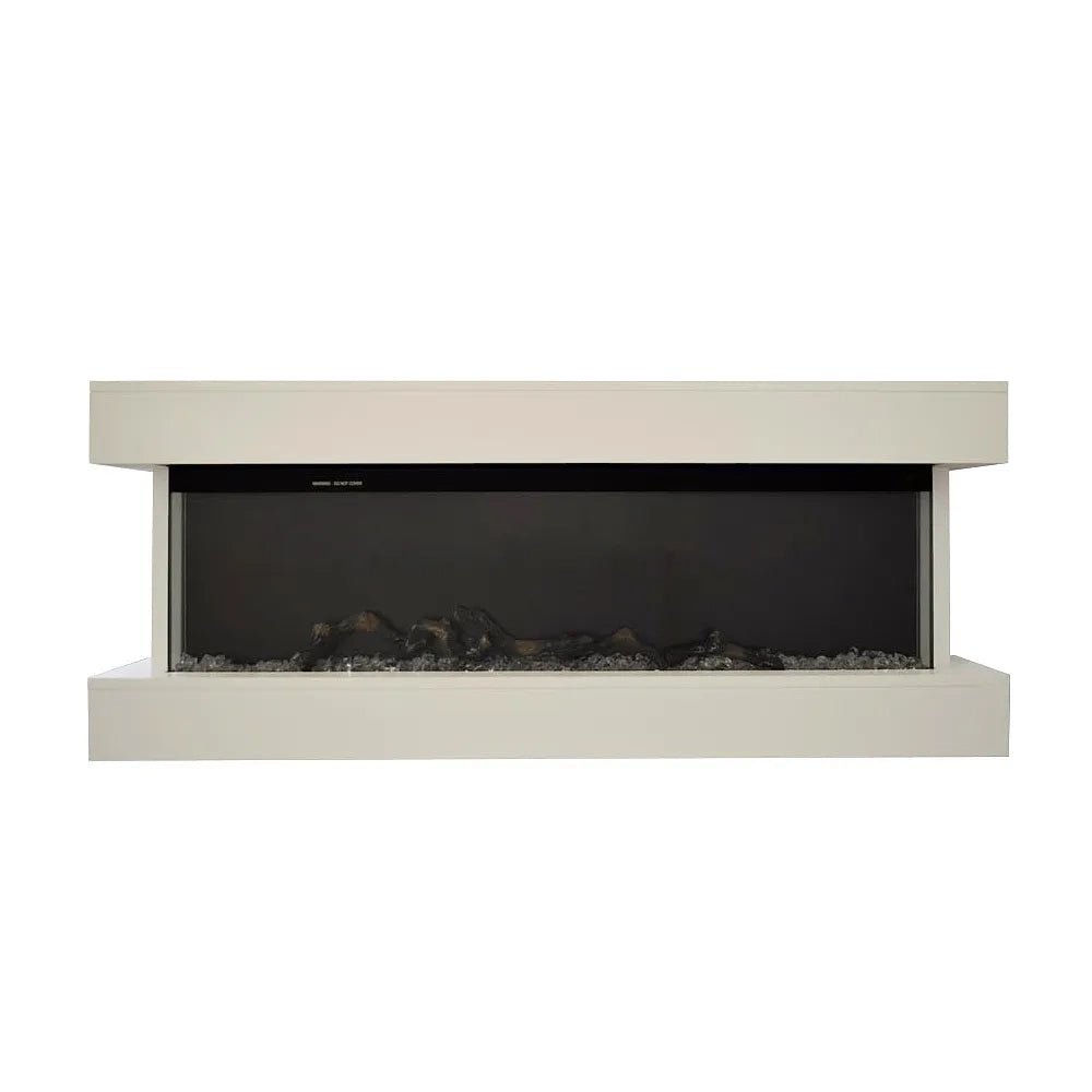 Caminetto elettrico ALARO BIANCO TEMPO STYLE con cornice di legno effetto fuoco 3 colorazioni 750 - 1.500 W