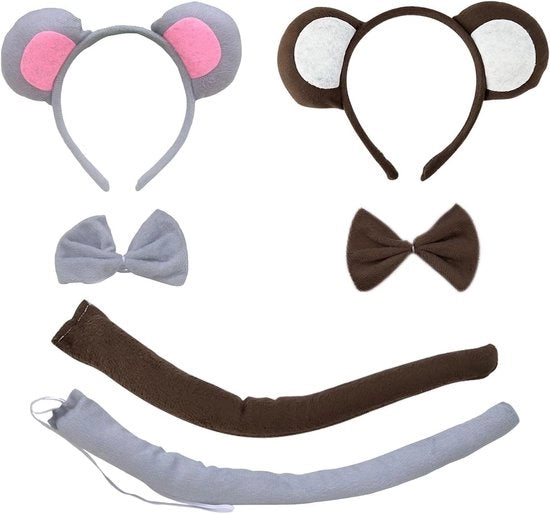 Set di Costumi Animali Premium - Insieme di 6 Costumi Animali - Set di Costumi per Adulti e Bambini - Costumi da Bagno per Donne Ragazze - Halloween Carnevale Festa Cosplay - Accessori con Orecchie Code di Coda.