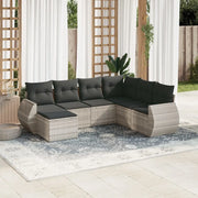 Set Divani da Giardino 7pz con Cuscini Grigio Chiaro Polyrattan