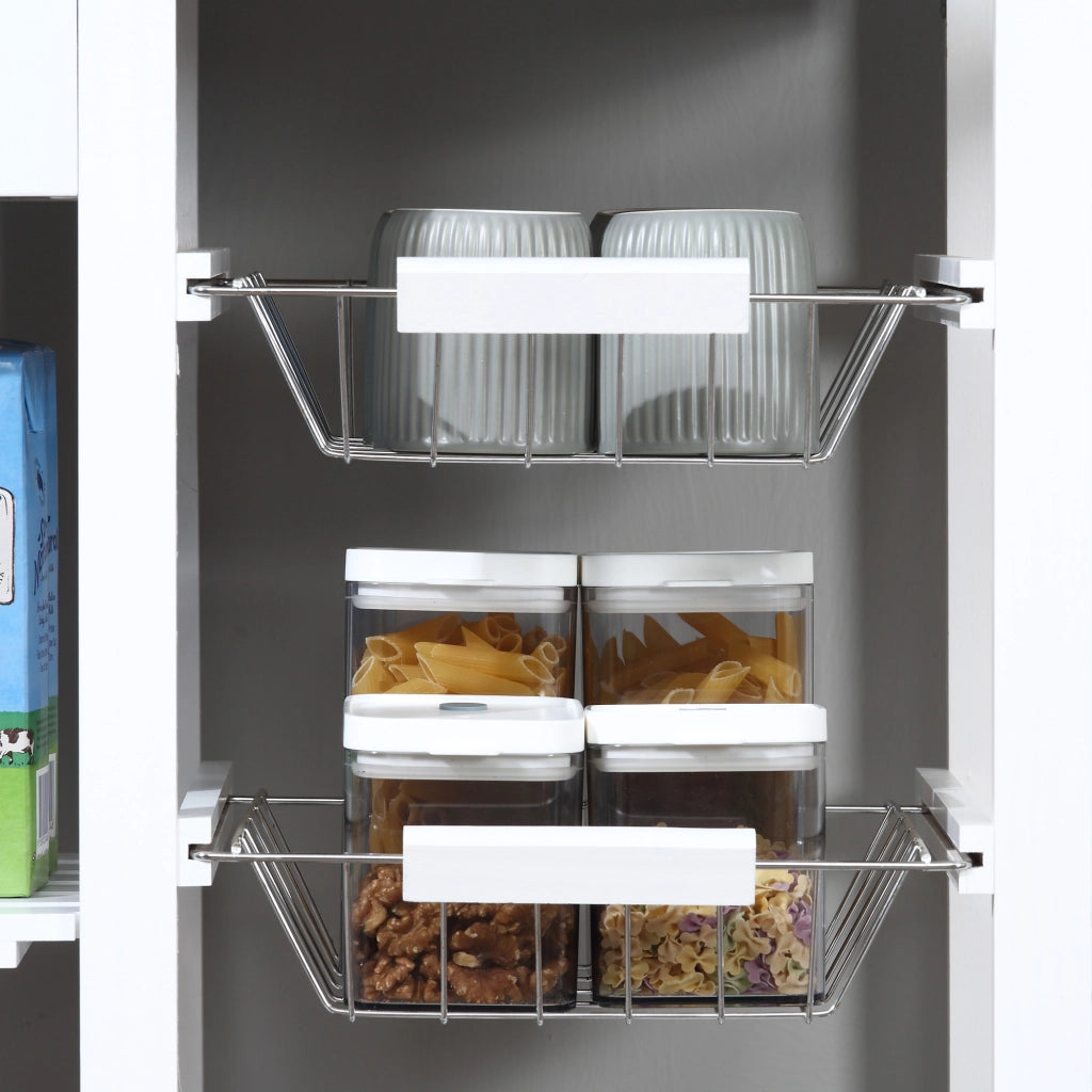 Carrello da cucina multifunzione con cassetti e cestini ¨C zephmum ¨C 92x37x82 cm bianco