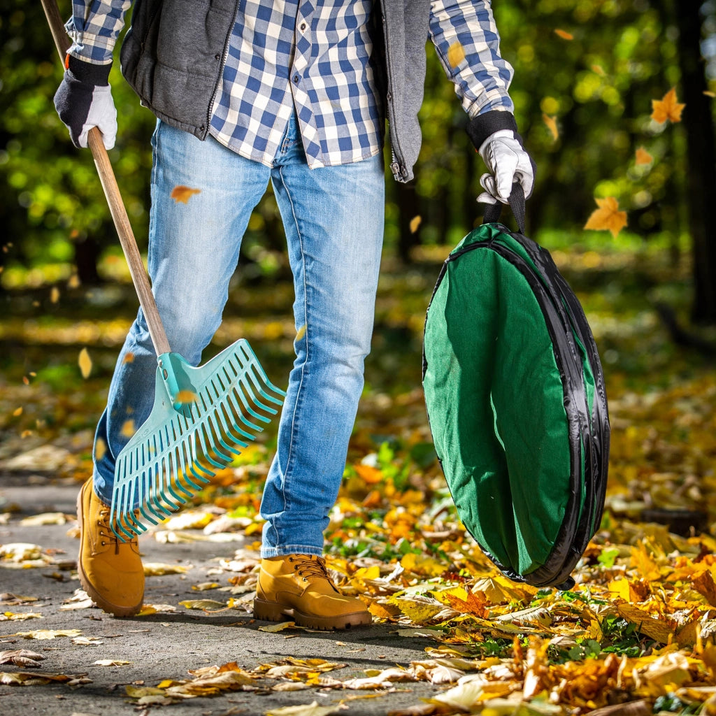 KADAX Sacchetto per foglie, cestino per rifiuti da giardino, pieghevole, resistente, con maniglie, 175 L