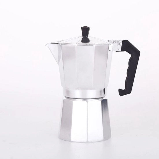 Moka pot con capacità di 9 tazze, contenitore in alluminio, macchina per caffè espresso classica per uso domestico e campeggio.