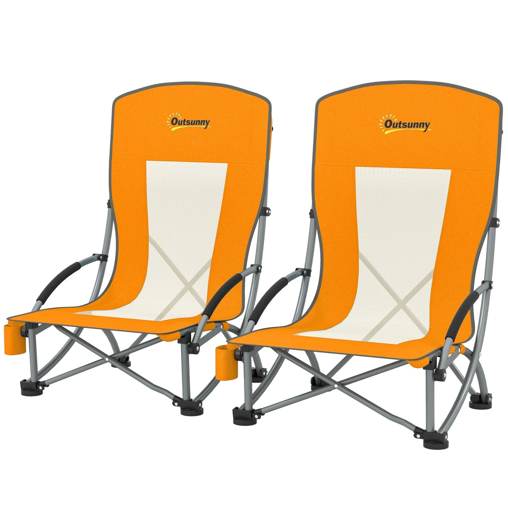 Sedia da spiaggia pieghevole ¨C zephmum ¨C 2 pezzi, arancione, 70x58x79 cm