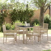 Set da Pranzo per Giardino 5 pcs Beige polyrattan 3334888