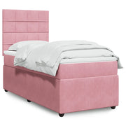 Giroletto a Molle con Materasso Rosa 100x200 cm in Velluto 3294567
