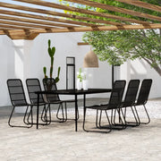 Set da Pranzo per Giardino 7 pz con Cuscini Nero cod mxl 37726
