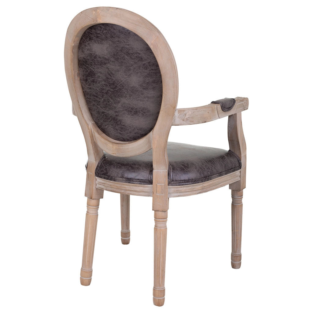 Poltrona in legno imbottita grigia 55x46x48/96h