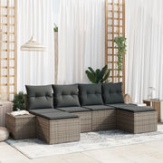 Set Divano Giardino 6 Pezzi con Cuscini Grigio Polyrattan