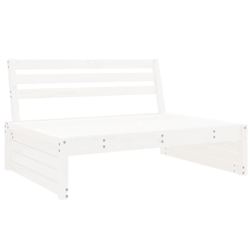Divano Centrale Giardino-Sofa Modulare-Divanetto da esterno Bianco 120x80cm Legno Massello Pino 431304
