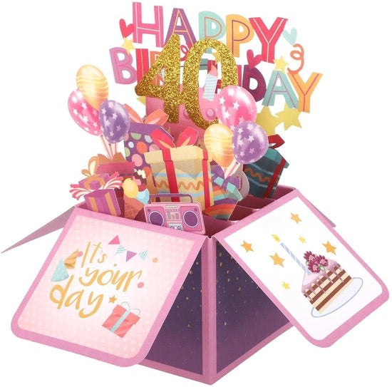 Carta di auguri multicolore con disegno 3D - Carta di auguri pizzicata - Envelope - Regalo - 25,6x25,6x19,6cm