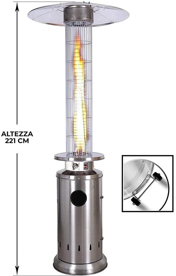 Marvin Stufa A Fungo Gas Bombola Gpl Da Esterno Portatile Cilindro Arredo Per Terrazzo Patio Giardino Locali Ristoranti