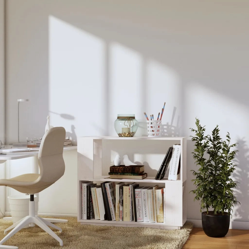 Libreria/Divisorio Bianco 80x25x70 cm in Legno Massello di Pino cod mxl 16802