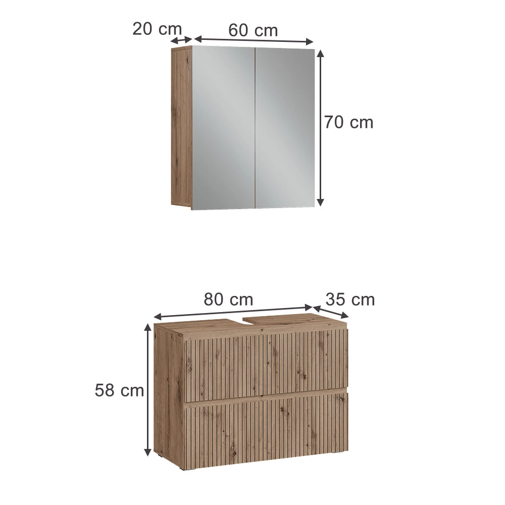 Vicco Set di mobili da bagno Artigiano 2 parti