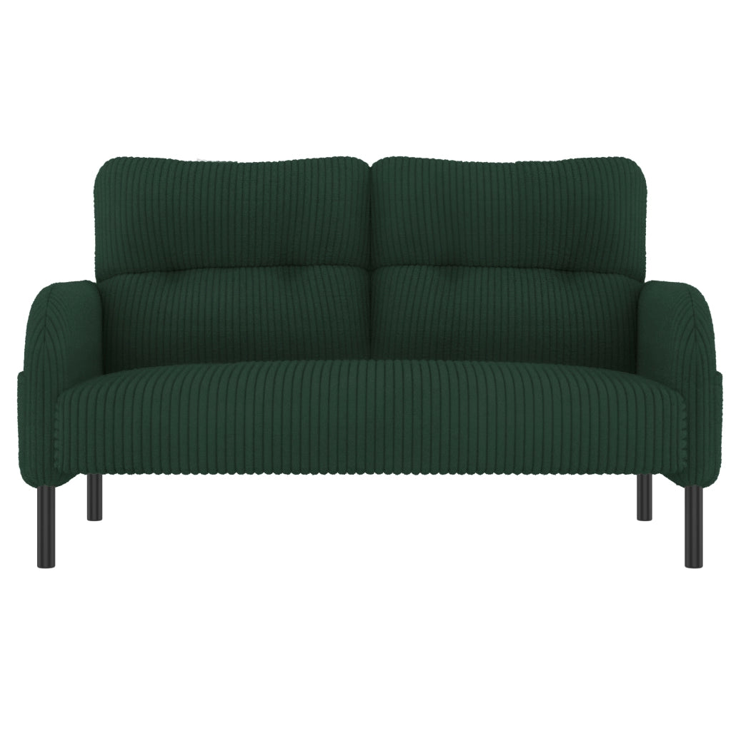Divano 2 posti in corduroy verde smeraldo 120 x 75 x 79 cm con tasca laterale e gambe in metallo
