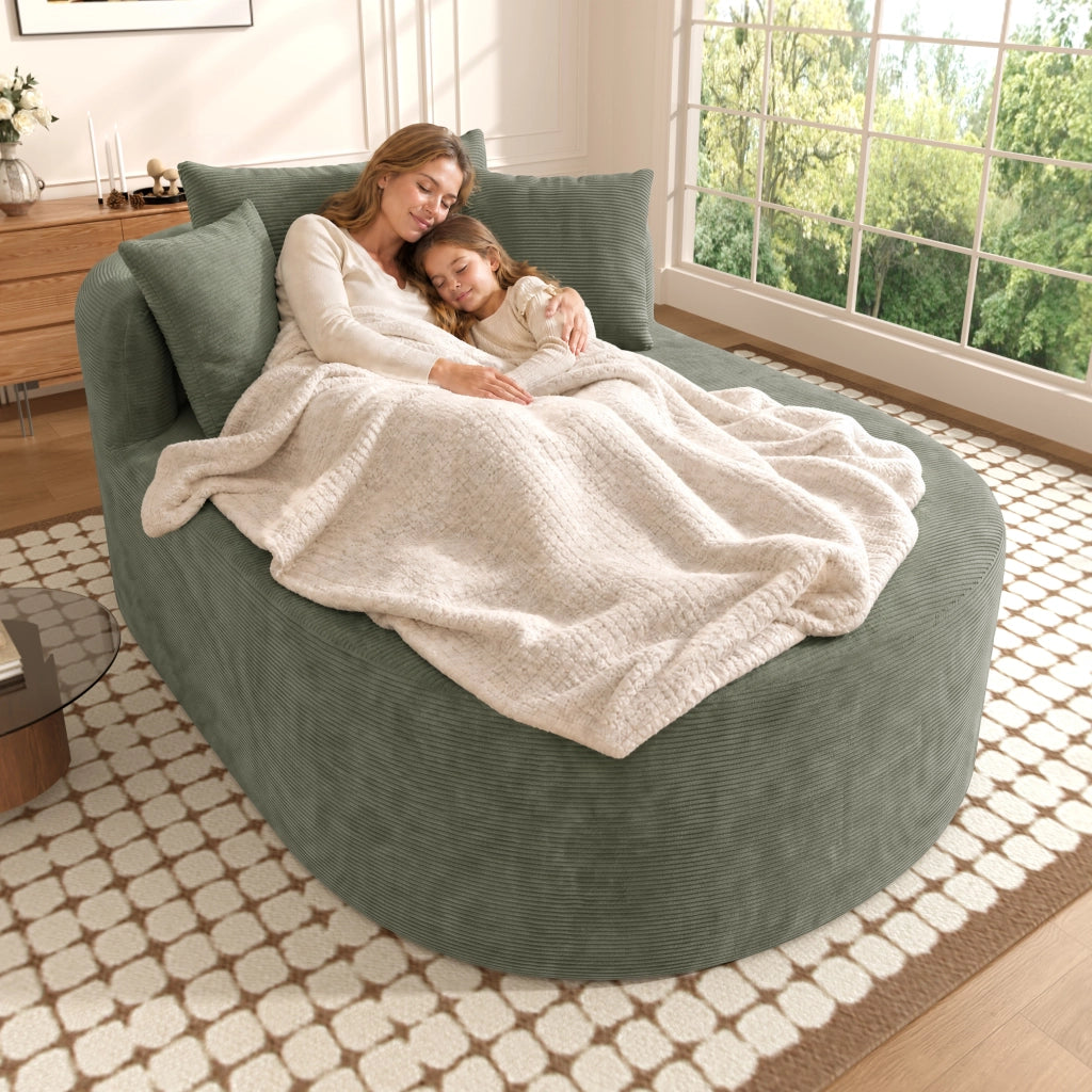 Poltrona relax ovale 170 x 112;5 x 83 cm in velluto a coste verde