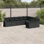 Set Divani da Giardino 9 pz con Cuscini Nero in Polyrattancod mxl 88704