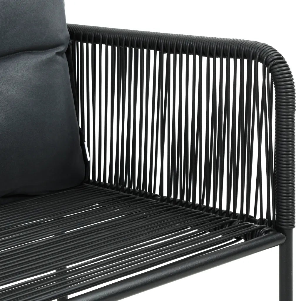 Set da Pranzo da Giardino 7 pz in Rattan PVC Nero