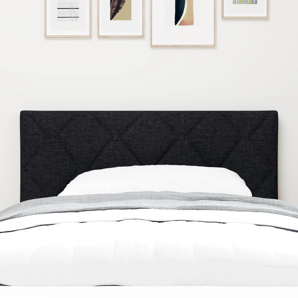 Testata Letto LED  con Design a Diamante Nera 90 cm Tessuto