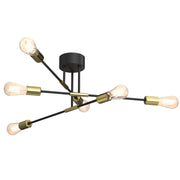 Plafoniera loft in metallo nero/oro Flame 6xE27 Luminex