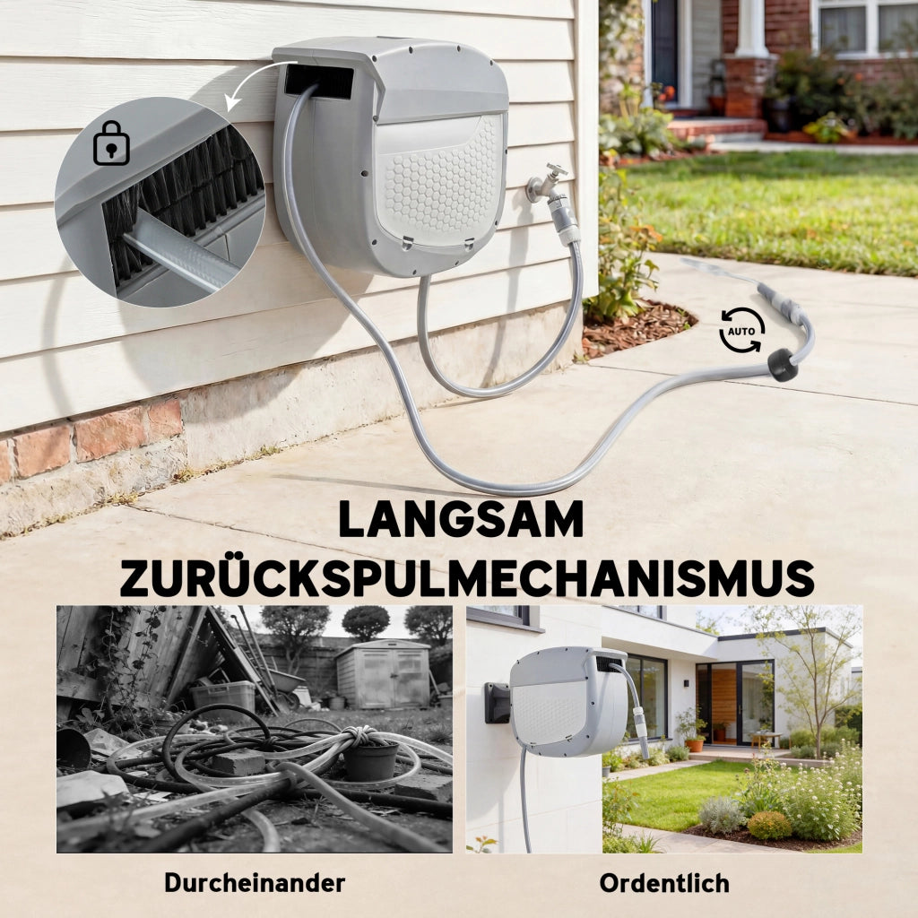Carrello Avvolgitubo per Giardino 20m con Schlauch ¨C zephmum ¨C Grigio 180¡ã Girevole