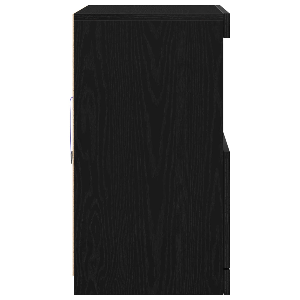 Mobile con luci LED Nero Rovere 60x37x67 cm