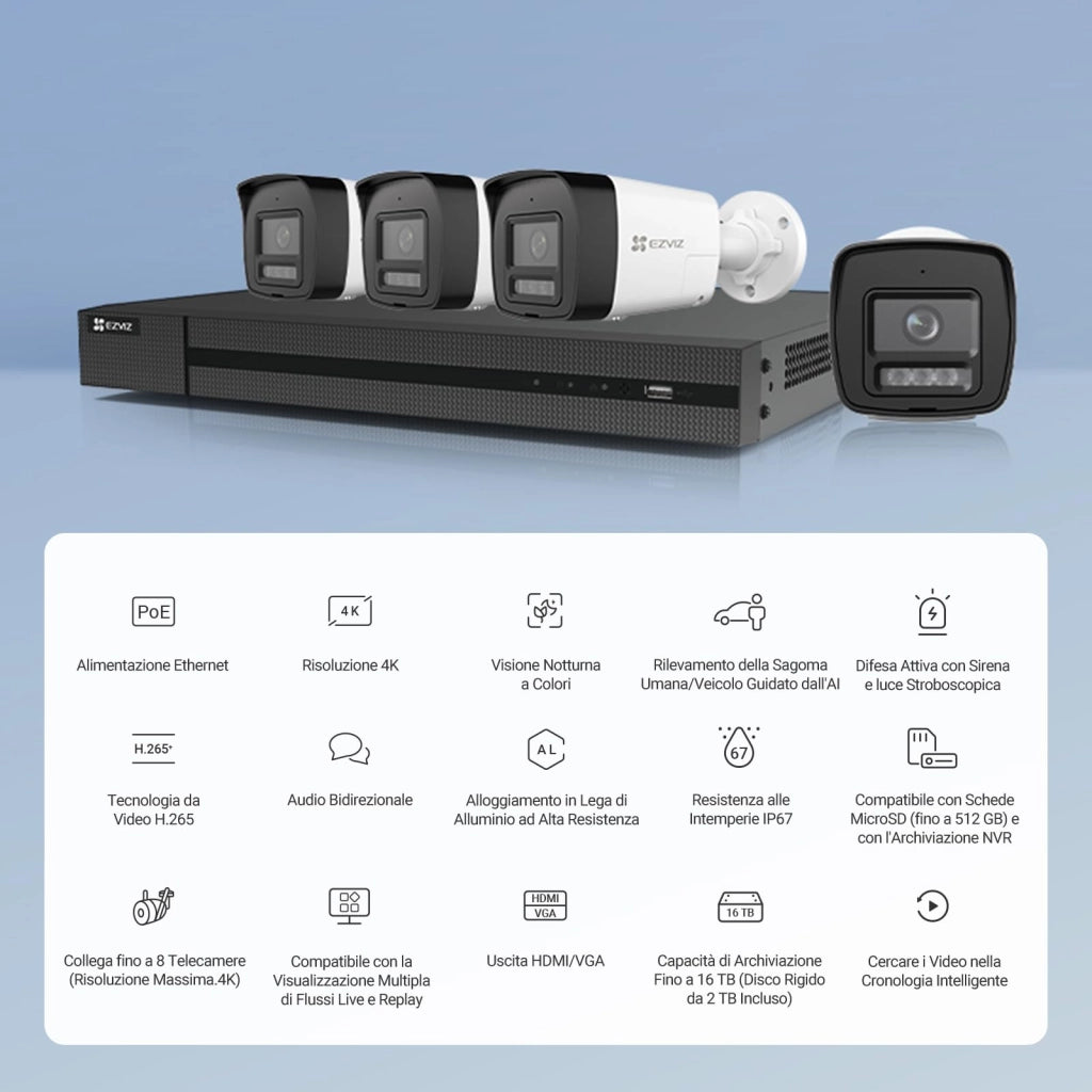 Kit Videosorveglianza Nvr Wireless Nvr Wireless 4 Telecamere 4MP Incluse