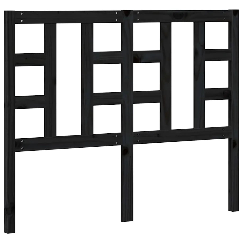 Testiera per Letto Nera 126x4x100 cm in Legno Massello di Pino 817834