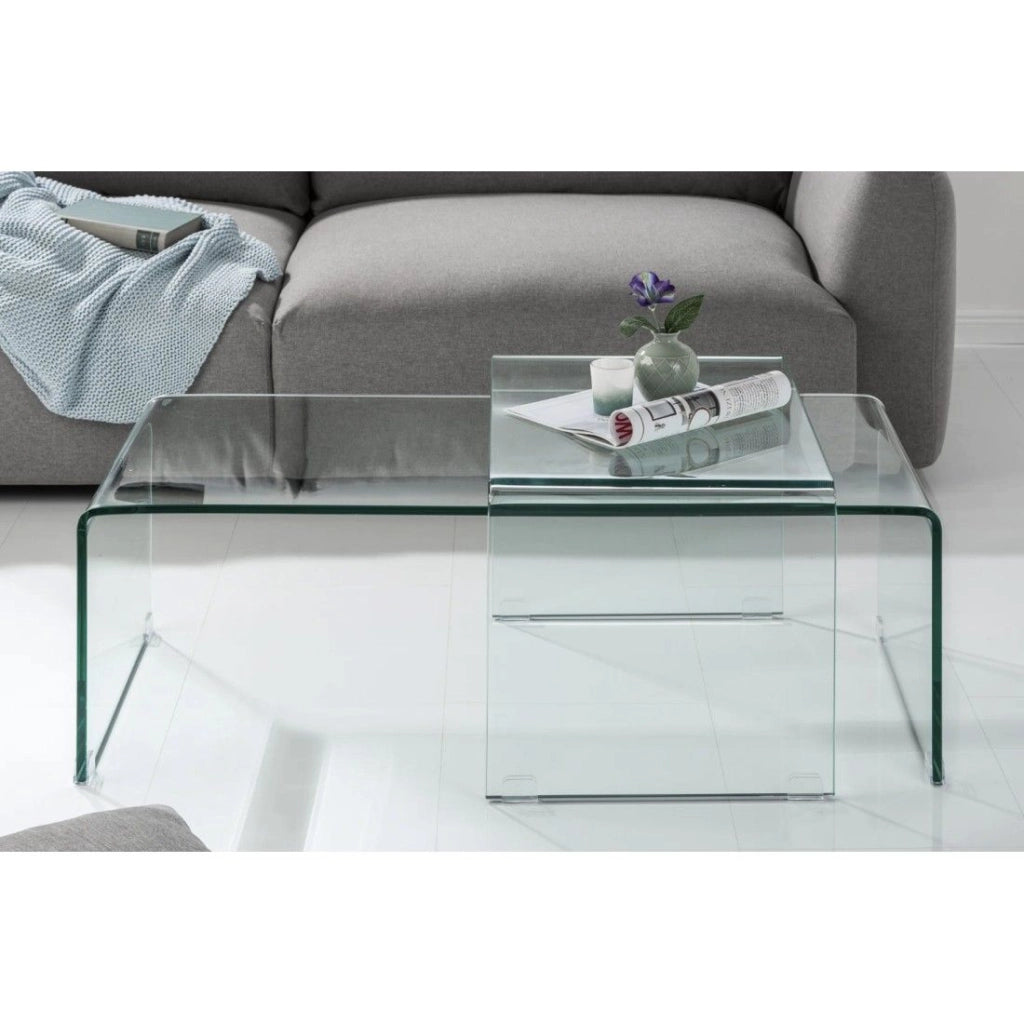 Tavolini impilabili HOLOW – Set di 2 tavolini bassi design in vetro temperato