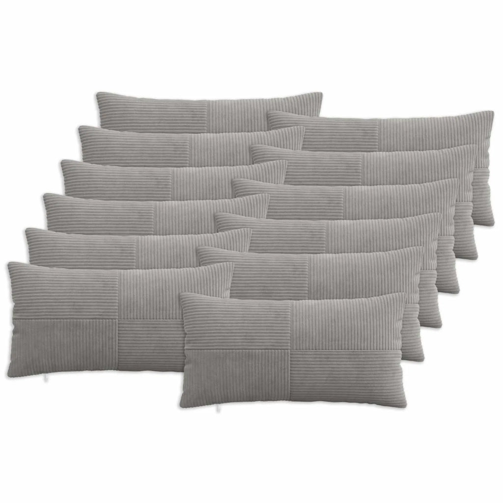 Federa 12 pcs ALMELO Grigio Chiaro 40 x 80 cm corduroy 914607