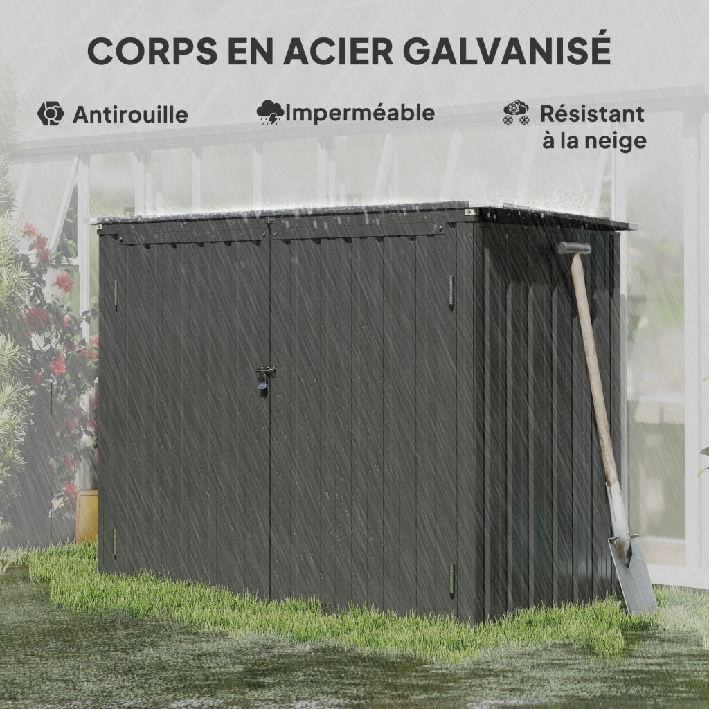 Capanno Rifiuti Esterno 1,2 m2 ¨C Zephmum ¨C 150x80x117 cm Acero Galvanizzato