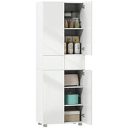 Armadio da Cucina con 4 Ante 2 Cassetti e Ripiani Regolabili ¨C zephmum ¨C Bianco 60x35x170 cm