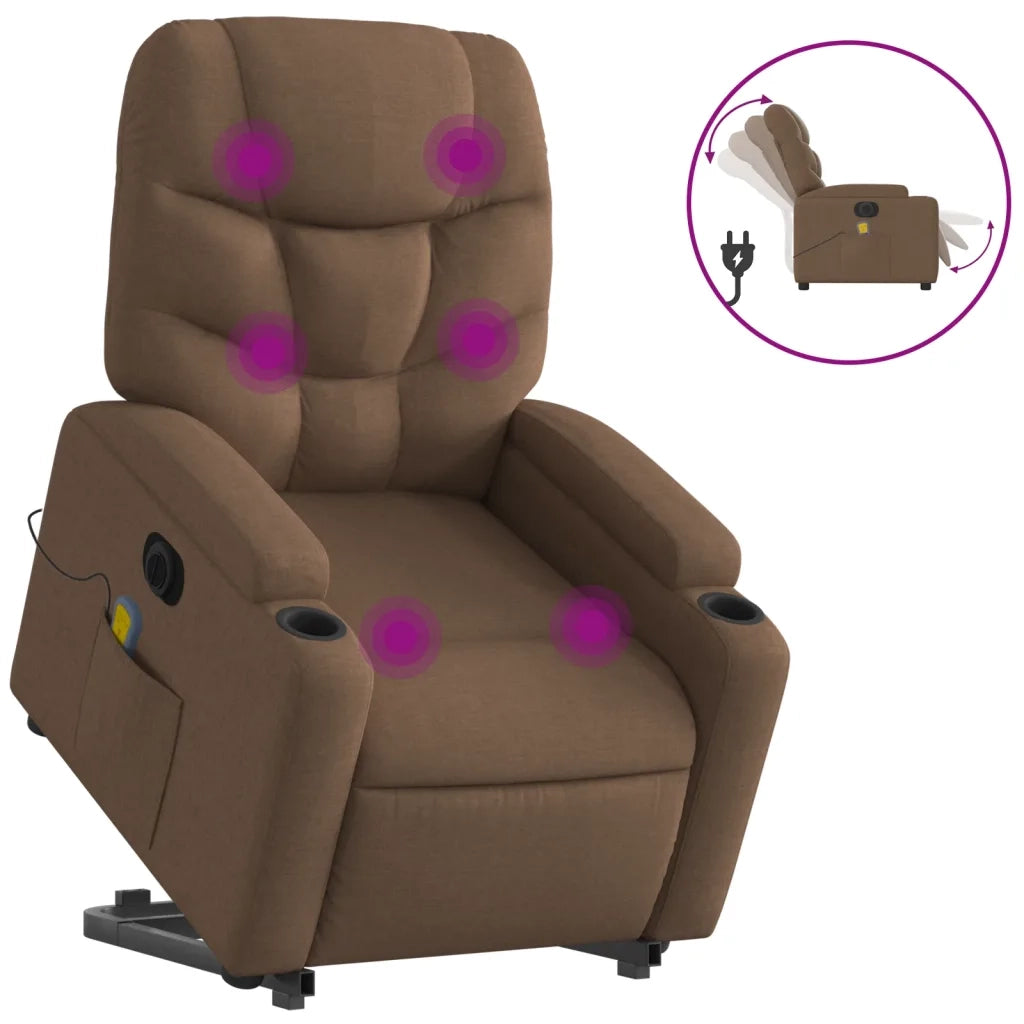 Poltrona Alzapersona Massaggiante Elettrica Marrone Tessuto 3204636