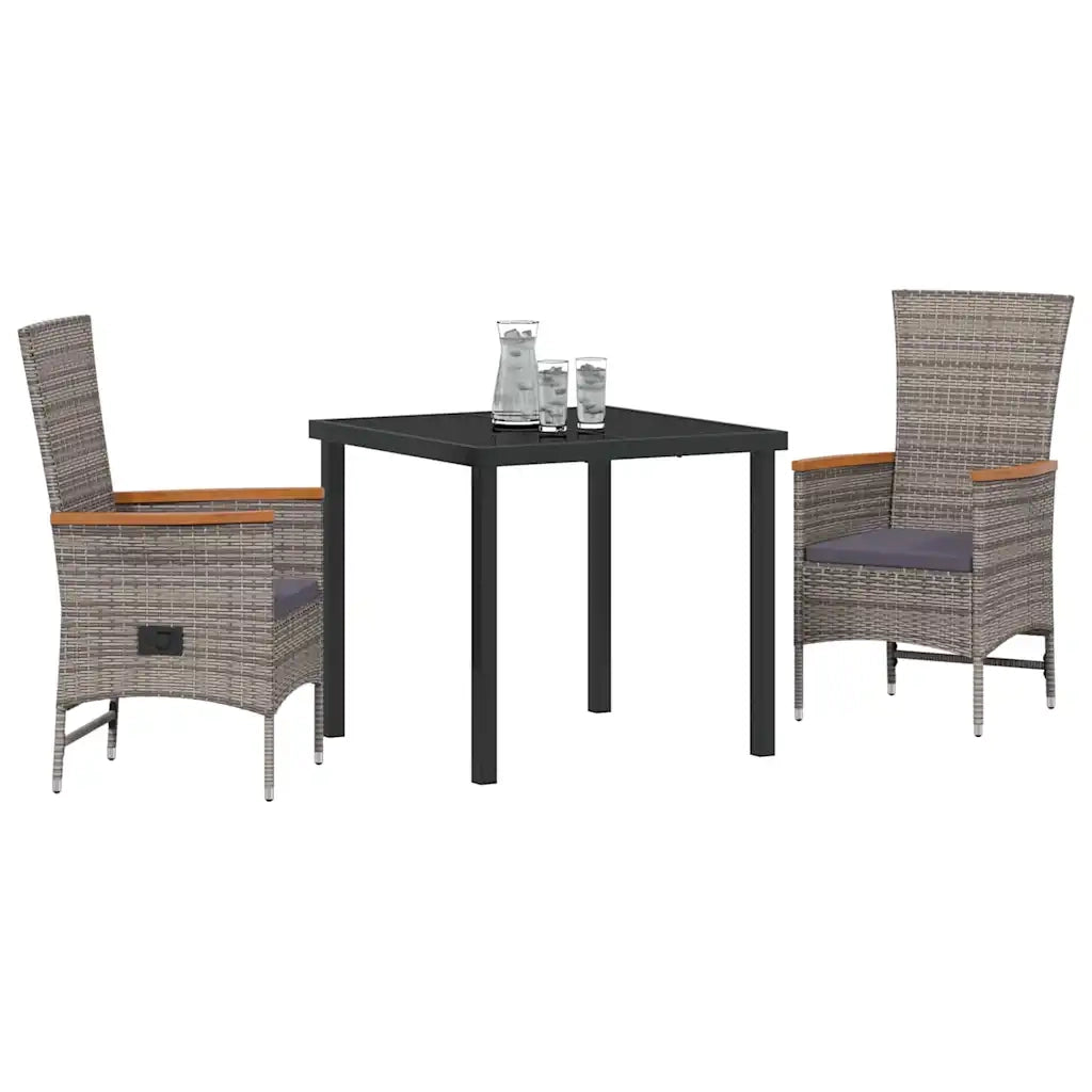 Set da Pranzo per Giardino con cuscino 3 pcs Grigio 3379436