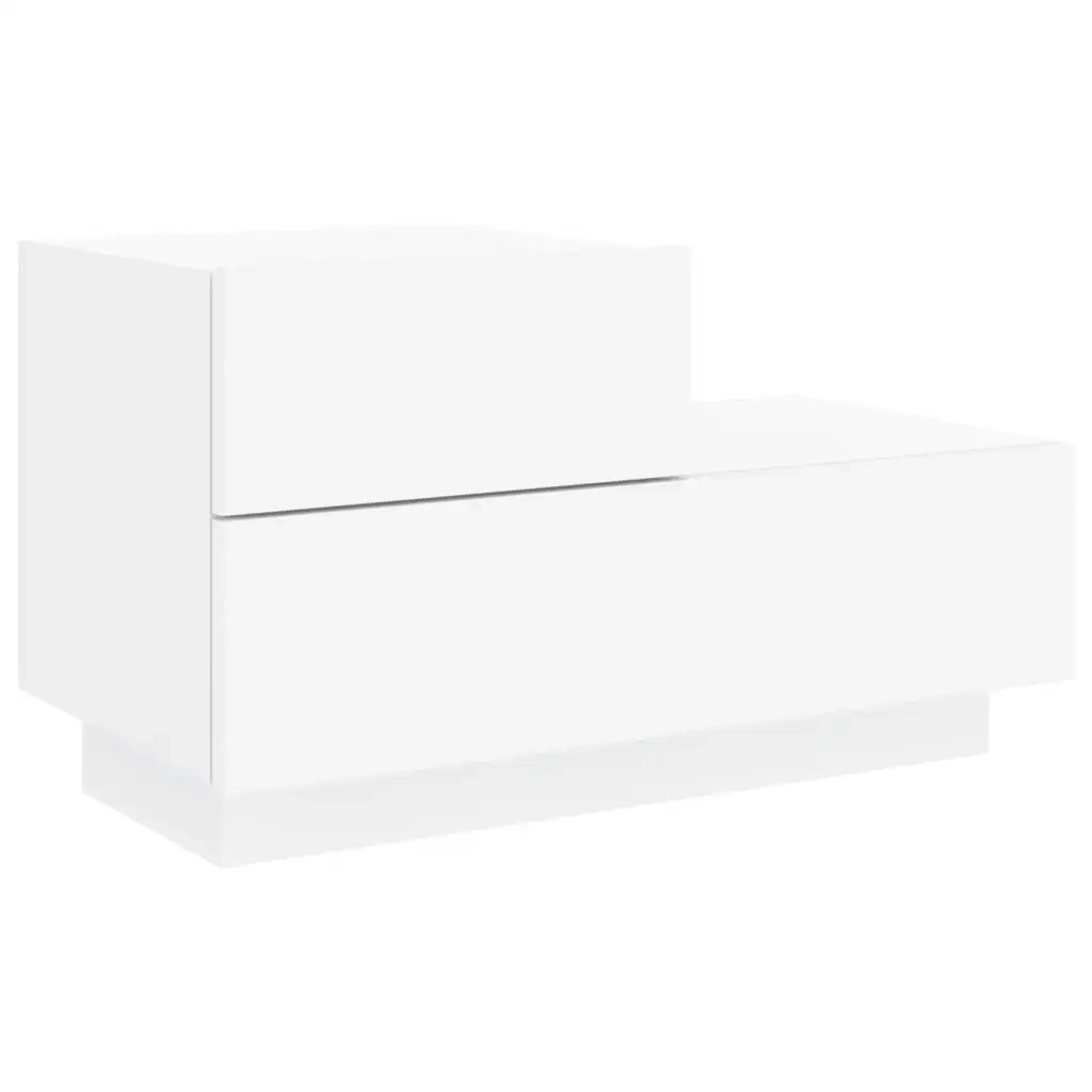 Comodino con Luci LED-Tavolino da notte Bianco 70x36x40,5 cm