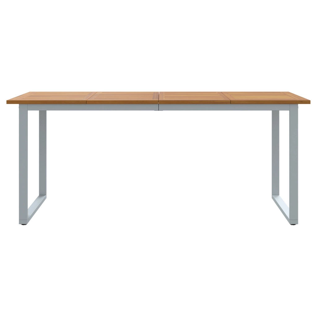 Tavolo da pranzo da esterno Grigio 180x90x75 cm Acciaio e Legno massello Acacia